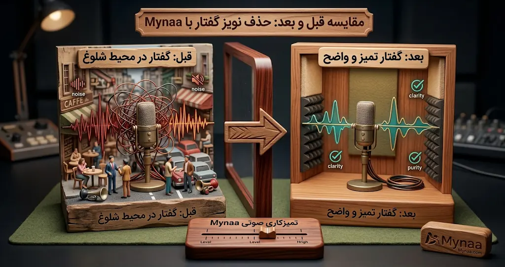 حذف نویز برای تبدیل صدا هوش مصنوعی و تغییر صدا هوش مصنوعی